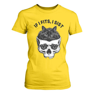 If I Fits I Sits Black Cat Skull T Shirt For Women Gothic Dark Humor Gift TS12 Daisy Print Your Wear