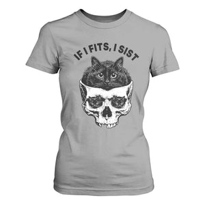 If I Fits I Sits Black Cat Skull T Shirt For Women Gothic Dark Humor Gift TS12 Sport Gray Print Your Wear