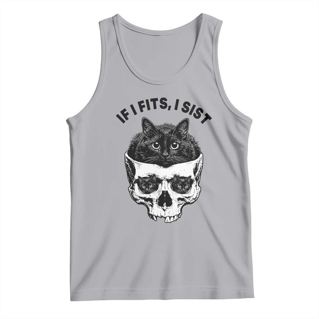 If I Fits I Sits Black Cat Skull Tank Top Gothic Dark Humor Gift TS12 Athletic Heather Print Your Wear