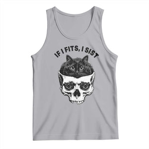 If I Fits I Sits Black Cat Skull Tank Top Gothic Dark Humor Gift TS12 Athletic Heather Print Your Wear