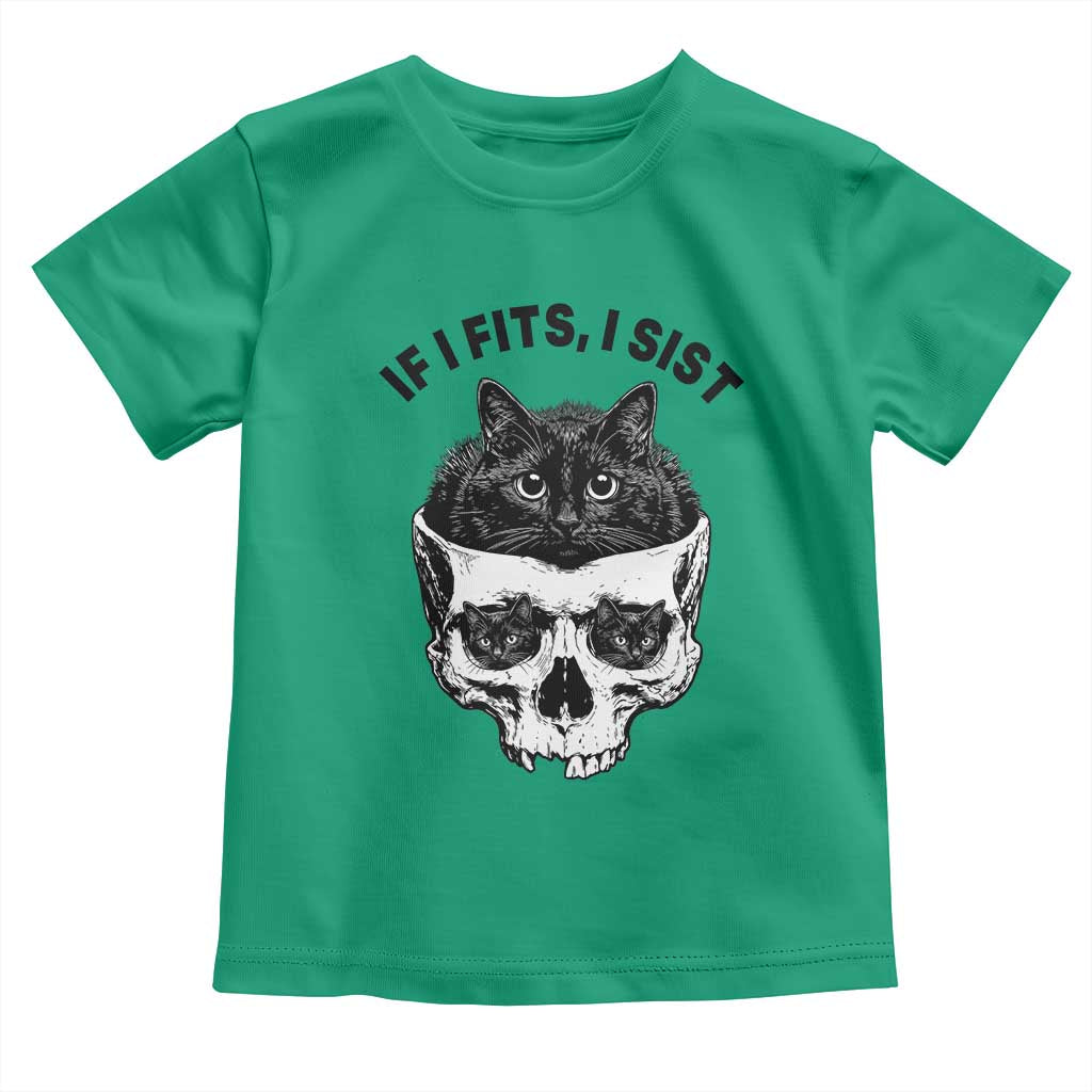 If I Fits I Sits Black Cat Skull Toddler T Shirt Gothic Dark Humor Gift TS12 Irish Green Print Your Wear
