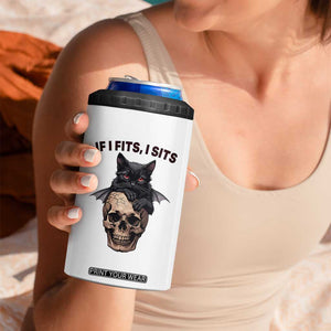 Gothic Cat Skull Graphic 4 in 1 Can Cooler Tumbler If I Fits I Sits Creepy Cute Gift TS12 Print Your Wear