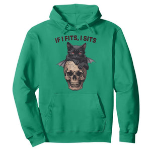Gothic Cat Skull Graphic Hoodie If I Fits I Sits Creepy Cute Gift TS12 Irish Green Print Your Wear