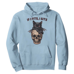 Gothic Cat Skull Graphic Hoodie If I Fits I Sits Creepy Cute Gift TS12 Light Blue Print Your Wear