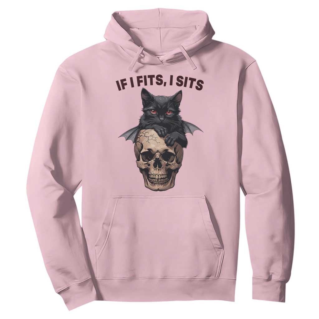 Gothic Cat Skull Graphic Hoodie If I Fits I Sits Creepy Cute Gift TS12 Light Pink Print Your Wear