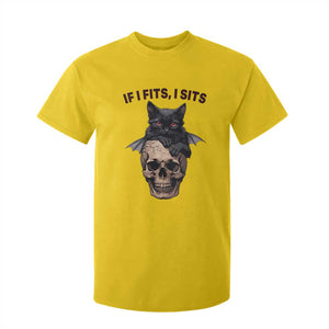 Gothic Cat Skull Graphic T Shirt For Kid If I Fits I Sits Creepy Cute Gift TS12 Daisy Print Your Wear