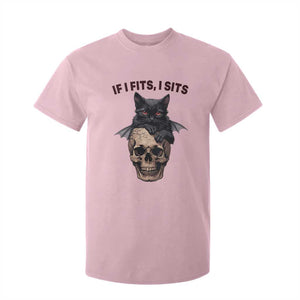 Gothic Cat Skull Graphic T Shirt For Kid If I Fits I Sits Creepy Cute Gift TS12 Light Pink Print Your Wear