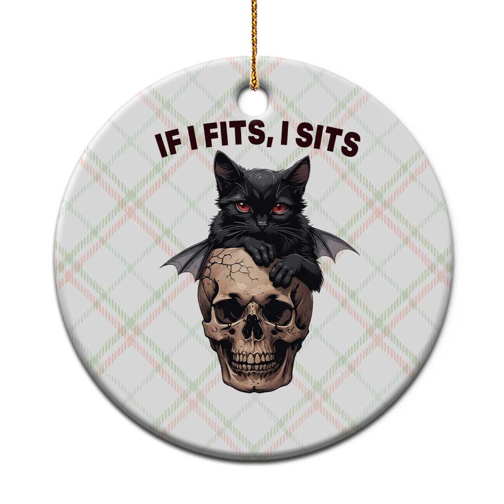 Gothic Cat Skull Graphic Ceramic Ornament If I Fits I Sits Creepy Cute Gift TS12 1pc Christmas Plaid Print Your Wear