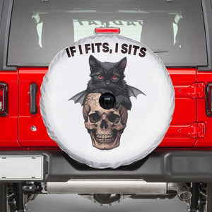 Gothic Cat Skull Graphic Spare Tire Cover If I Fits I Sits Creepy Cute Gift TS12 White Print Your Wear