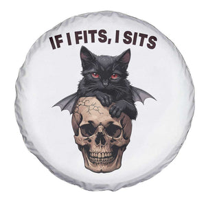 Gothic Cat Skull Graphic Spare Tire Cover If I Fits I Sits Creepy Cute Gift TS12 Print Your Wear