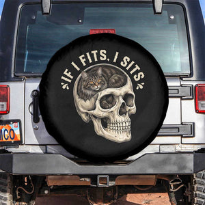 Funny Gothic Black Cat Skull Spare Tire Cover If I Fits I Sits TS12 No hole Black Print Your Wear