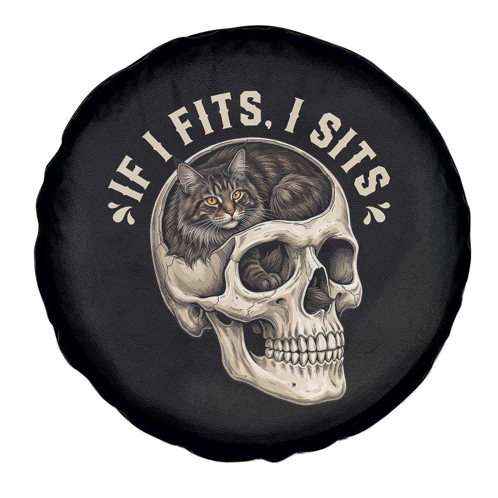 Funny Gothic Black Cat Skull Spare Tire Cover If I Fits I Sits TS12 Print Your Wear