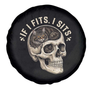 Funny Gothic Black Cat Skull Spare Tire Cover If I Fits I Sits TS12 Print Your Wear
