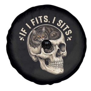 Funny Gothic Black Cat Skull Spare Tire Cover If I Fits I Sits TS12 Print Your Wear
