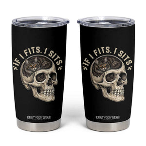 Funny Gothic Black Cat Skull Tumbler Cup If I Fits I Sits TS12 Black Print Your Wear