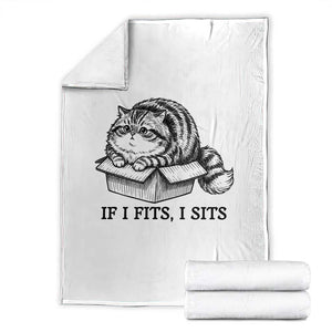 If I Fits I Sits Throw Blanket Chubby Kitty Funny Cat Lover Gift TS12 White Print Your Wear