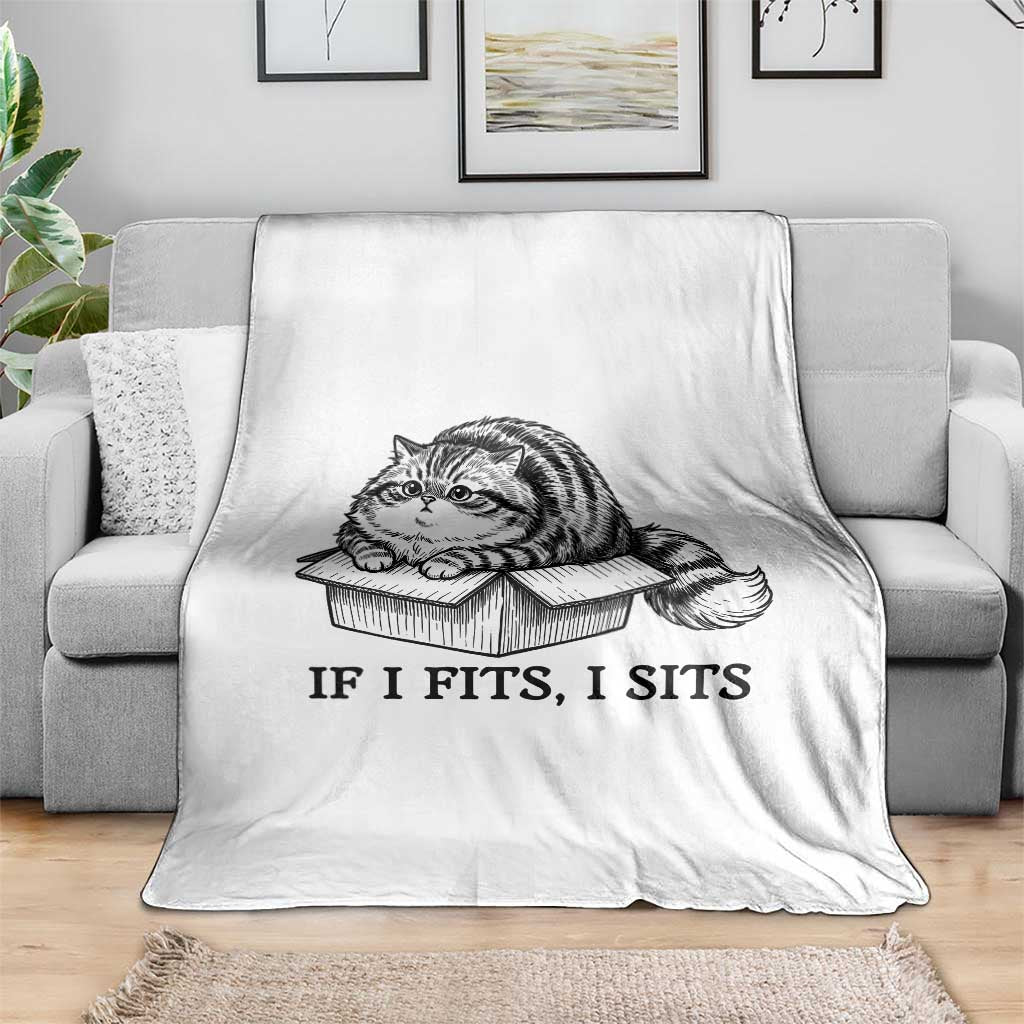 If I Fits I Sits Throw Blanket Chubby Kitty Funny Cat Lover Gift TS12 Print Your Wear