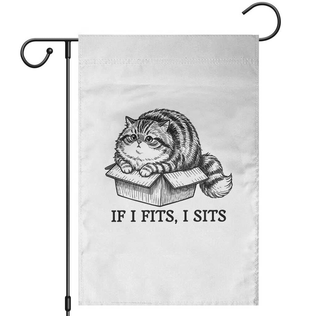 If I Fits I Sits Garden Flag Chubby Kitty Funny Cat Lover Gift TS12 White Print Your Wear