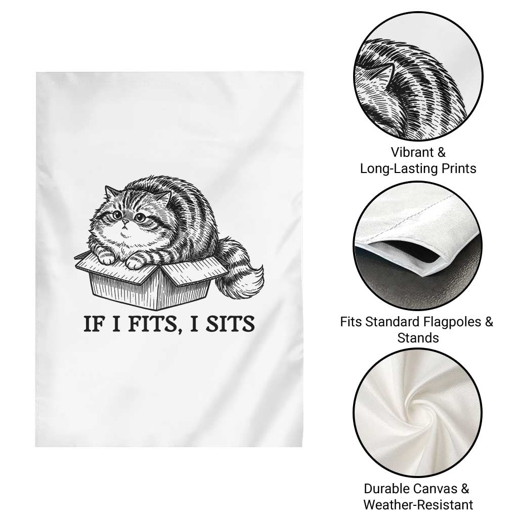 If I Fits I Sits Garden Flag Chubby Kitty Funny Cat Lover Gift TS12 Print Your Wear