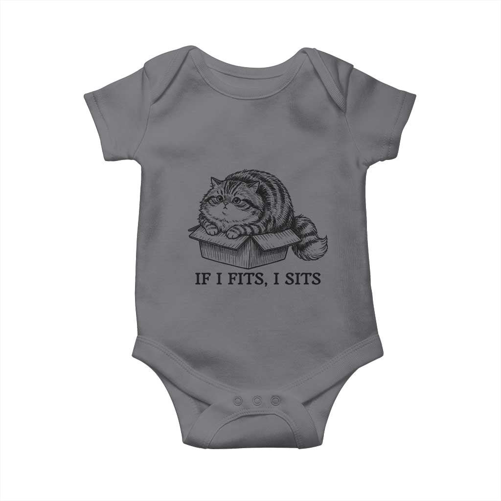 If I Fits I Sits Baby Onesie Chubby Kitty Funny Cat Lover Gift TS12 Charcoal Print Your Wear