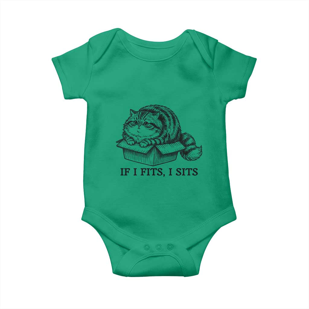 If I Fits I Sits Baby Onesie Chubby Kitty Funny Cat Lover Gift TS12 Irish Green Print Your Wear