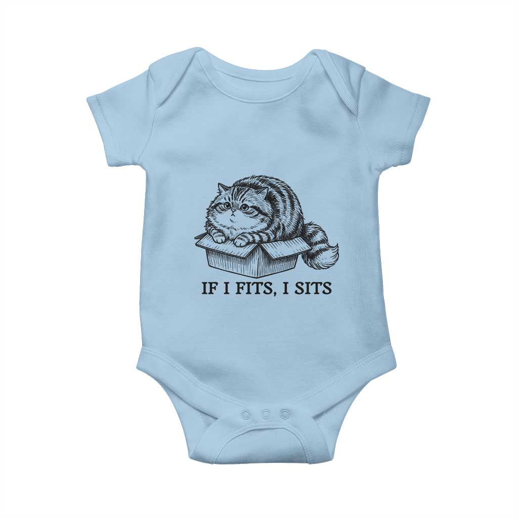 If I Fits I Sits Baby Onesie Chubby Kitty Funny Cat Lover Gift TS12 Light Blue Print Your Wear