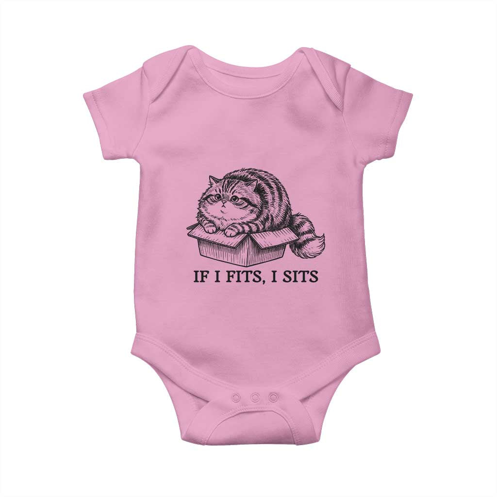 If I Fits I Sits Baby Onesie Chubby Kitty Funny Cat Lover Gift TS12 Light Pink Print Your Wear