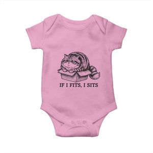 If I Fits I Sits Baby Onesie Chubby Kitty Funny Cat Lover Gift TS12 Light Pink Print Your Wear