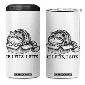 If I Fits I Sits 4 in 1 Can Cooler Tumbler Chubby Kitty Funny Cat Lover Gift TS12 One Size: 16 oz White Print Your Wear