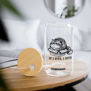 If I Fits I Sits Glass Can Chubby Kitty Funny Cat Lover Gift TS12 Print Your Wear