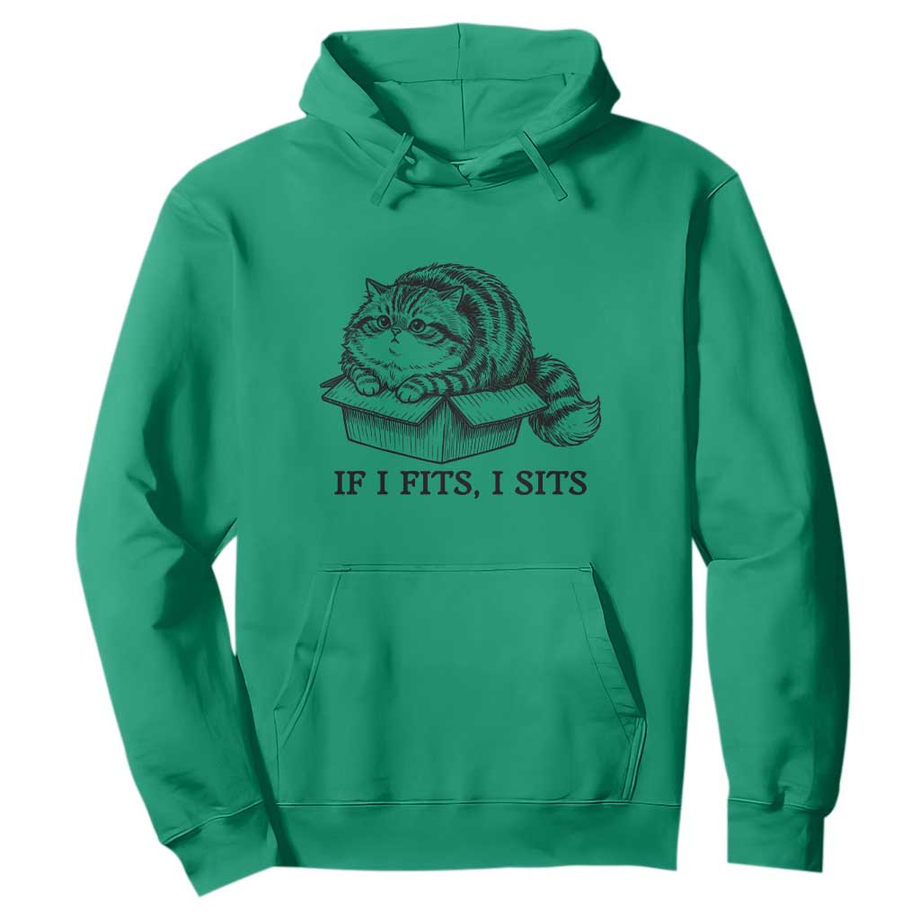 If I Fits I Sits Hoodie Chubby Kitty Funny Cat Lover Gift TS12 Irish Green Print Your Wear
