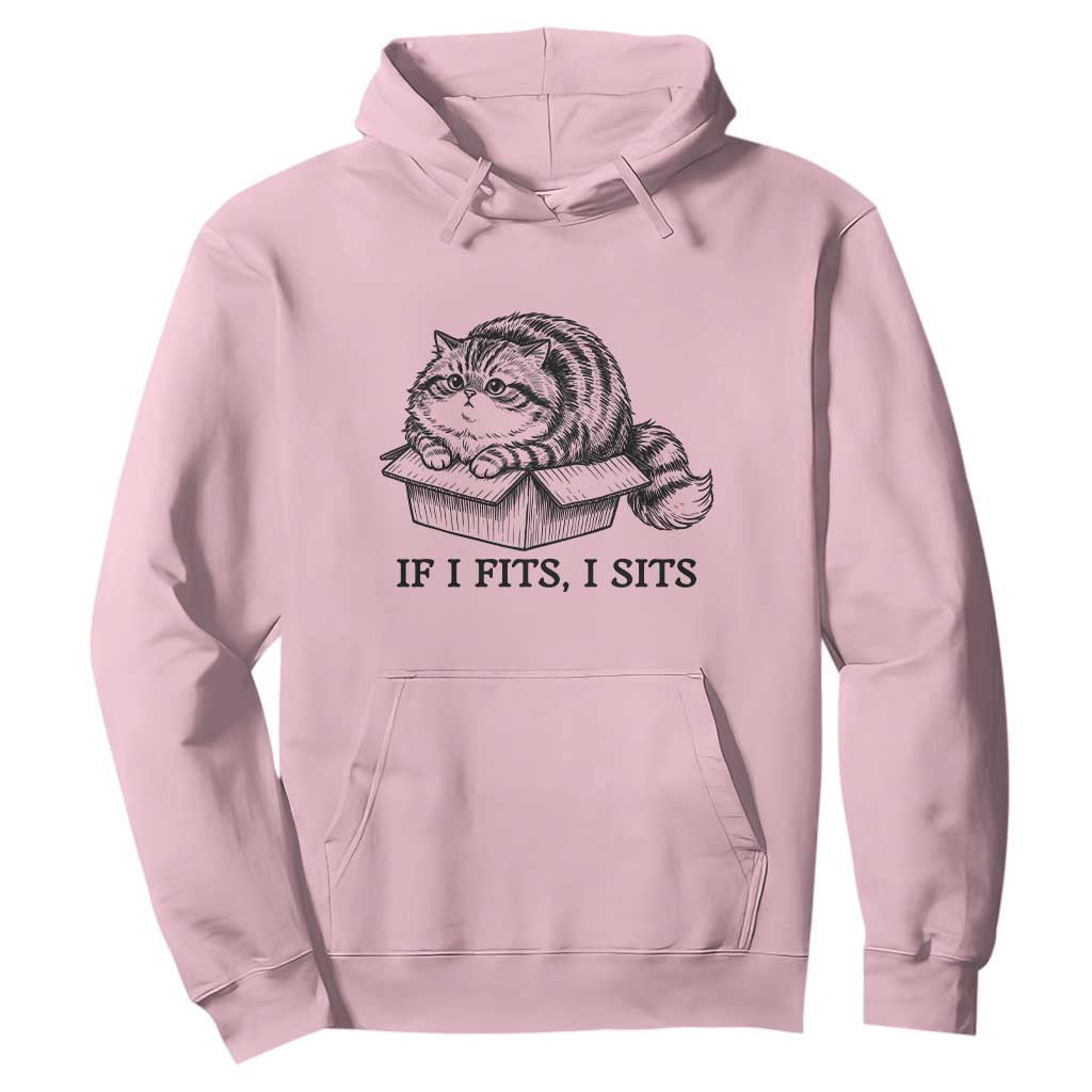 If I Fits I Sits Hoodie Chubby Kitty Funny Cat Lover Gift TS12 Light Pink Print Your Wear