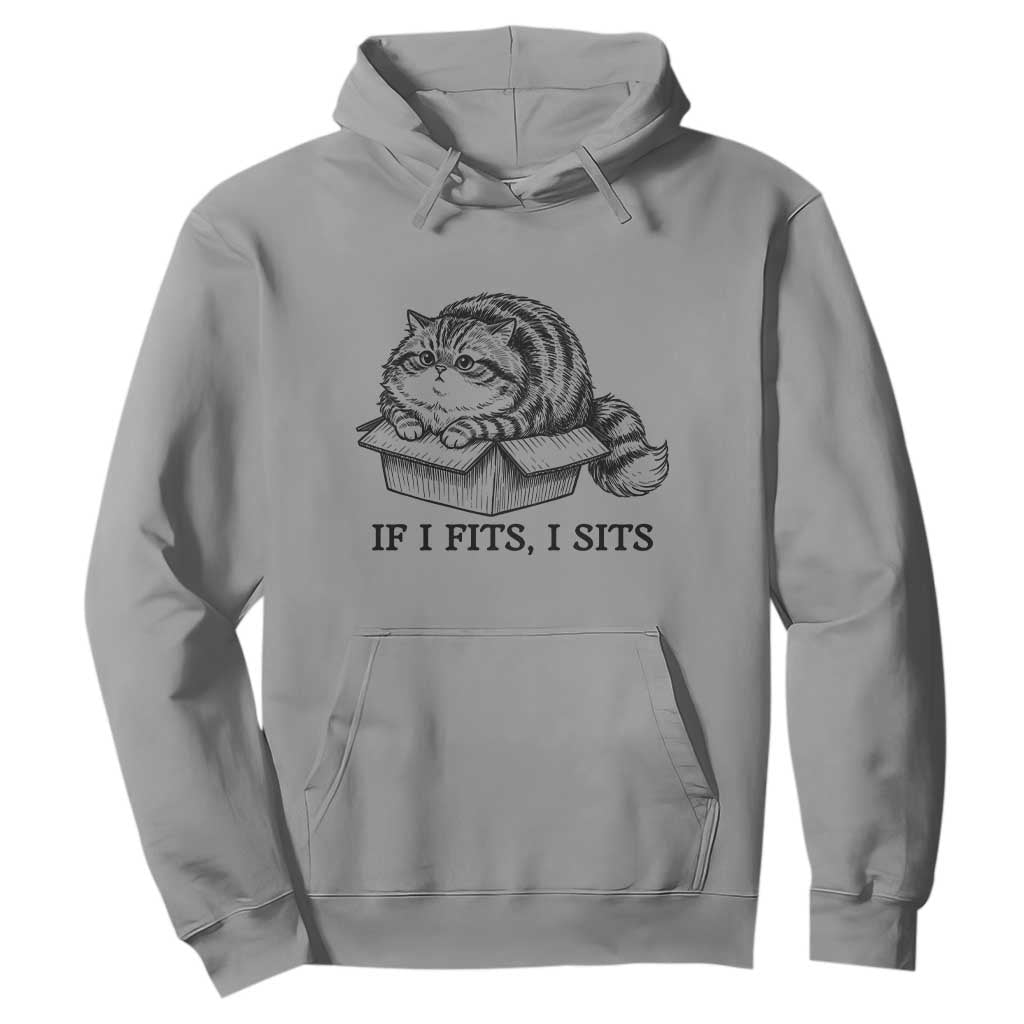 If I Fits I Sits Hoodie Chubby Kitty Funny Cat Lover Gift TS12 Sport Gray Print Your Wear