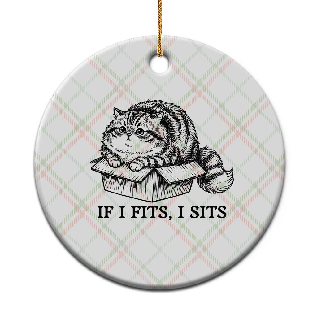 If I Fits I Sits Ceramic Ornament Chubby Kitty Funny Cat Lover Gift TS12 1pc Christmas Plaid Print Your Wear