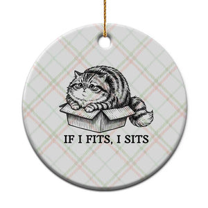 If I Fits I Sits Ceramic Ornament Chubby Kitty Funny Cat Lover Gift TS12 1pc Christmas Plaid Print Your Wear