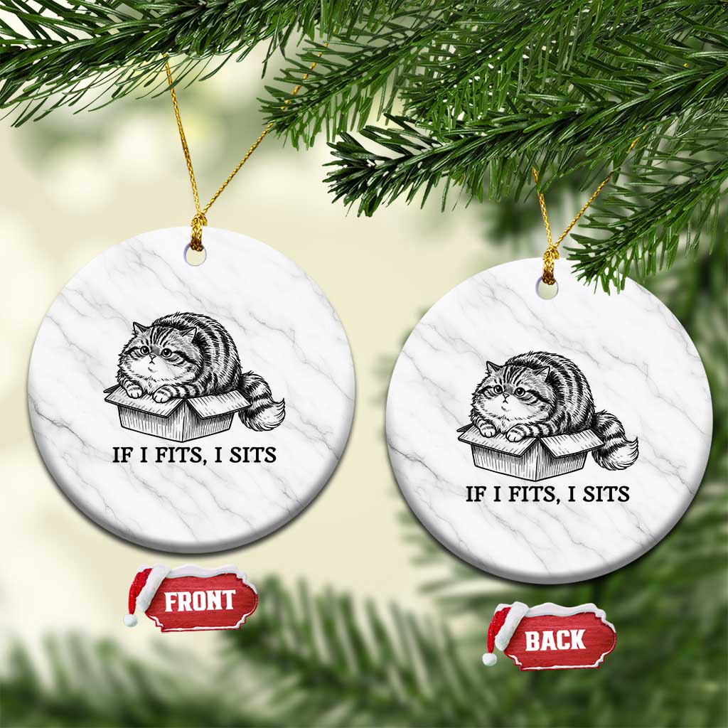 If I Fits I Sits Ceramic Ornament Chubby Kitty Funny Cat Lover Gift TS12 1pc White Marble Print Your Wear