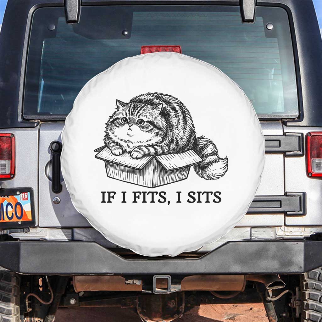 If I Fits I Sits Spare Tire Cover Chubby Kitty Funny Cat Lover Gift TS12 No hole White Print Your Wear