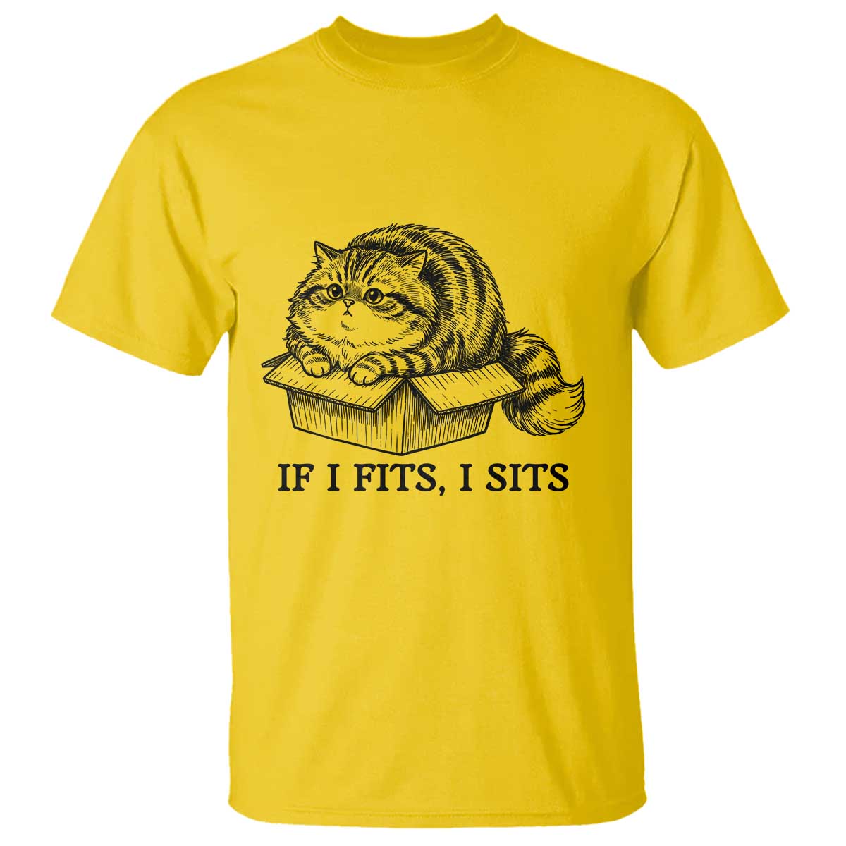 If I Fits I Sits T Shirt Chubby Kitty Funny Cat Lover Gift TS12 Daisy Print Your Wear