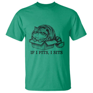 If I Fits I Sits T Shirt Chubby Kitty Funny Cat Lover Gift TS12 Irish Green Print Your Wear