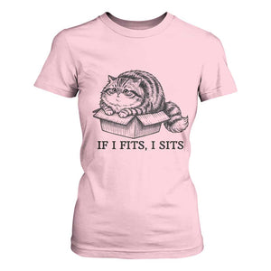 If I Fits I Sits T Shirt For Women Chubby Kitty Funny Cat Lover Gift TS12 Light Pink Print Your Wear