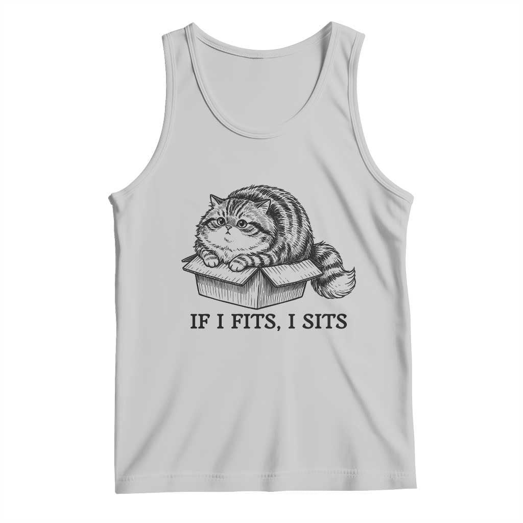 If I Fits I Sits Tank Top Chubby Kitty Funny Cat Lover Gift TS12 Ash Print Your Wear