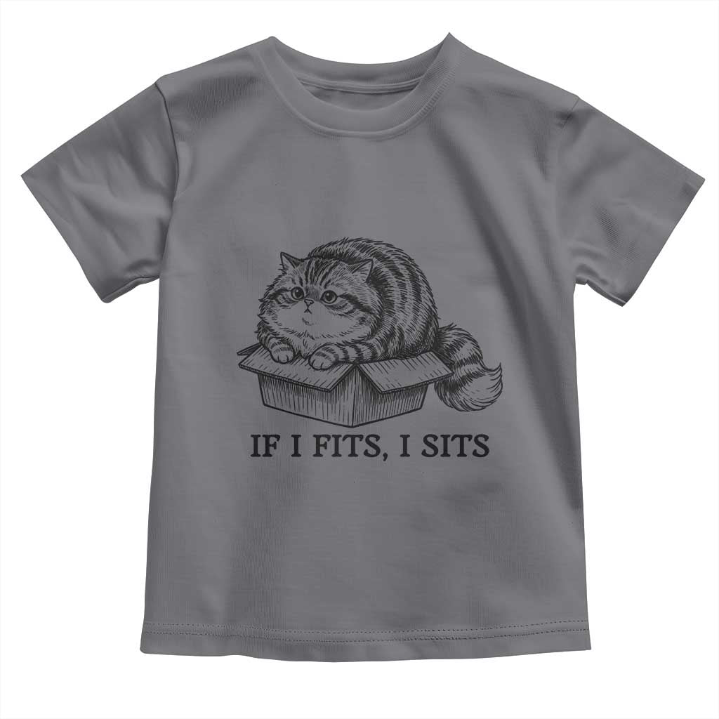 If I Fits I Sits Toddler T Shirt Chubby Kitty Funny Cat Lover Gift TS12 Charcoal Print Your Wear