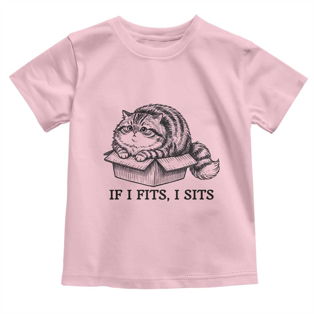If I Fits I Sits Toddler T Shirt Chubby Kitty Funny Cat Lover Gift TS12 Light Pink Print Your Wear