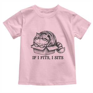If I Fits I Sits Toddler T Shirt Chubby Kitty Funny Cat Lover Gift TS12 Light Pink Print Your Wear
