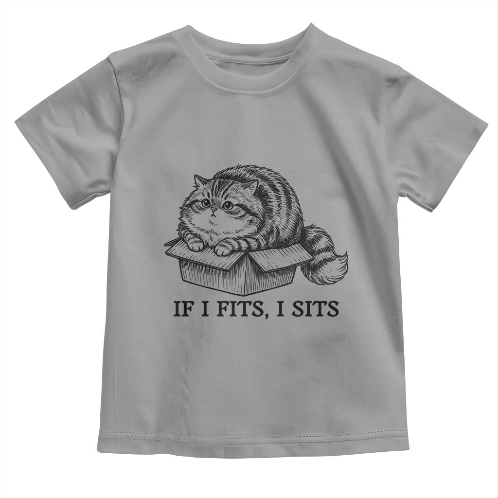 If I Fits I Sits Toddler T Shirt Chubby Kitty Funny Cat Lover Gift TS12 Sport Gray Print Your Wear