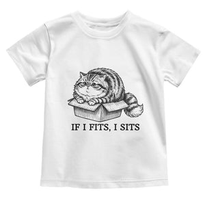 If I Fits I Sits Toddler T Shirt Chubby Kitty Funny Cat Lover Gift TS12 White Print Your Wear