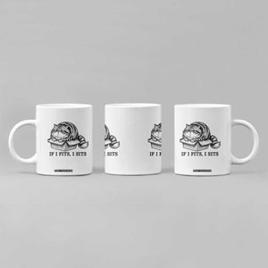 If I Fits I Sits Coffee Mug Chubby Kitty Funny Cat Lover Gift TS12 Print Your Wear