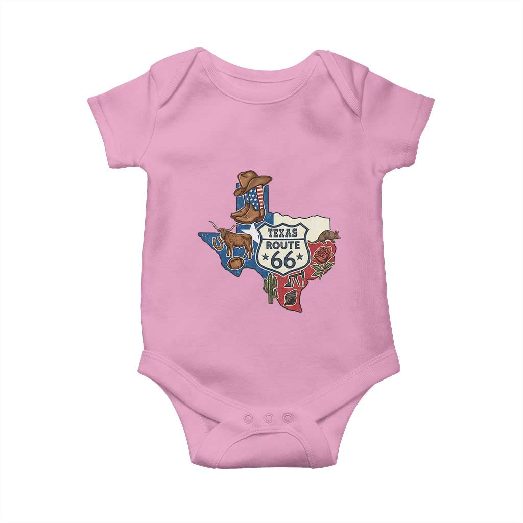 Texas Route Highway 66 Adventure Baby Onesie Desert Road Trip Graphic TS12 Light Pink Print Your Wear