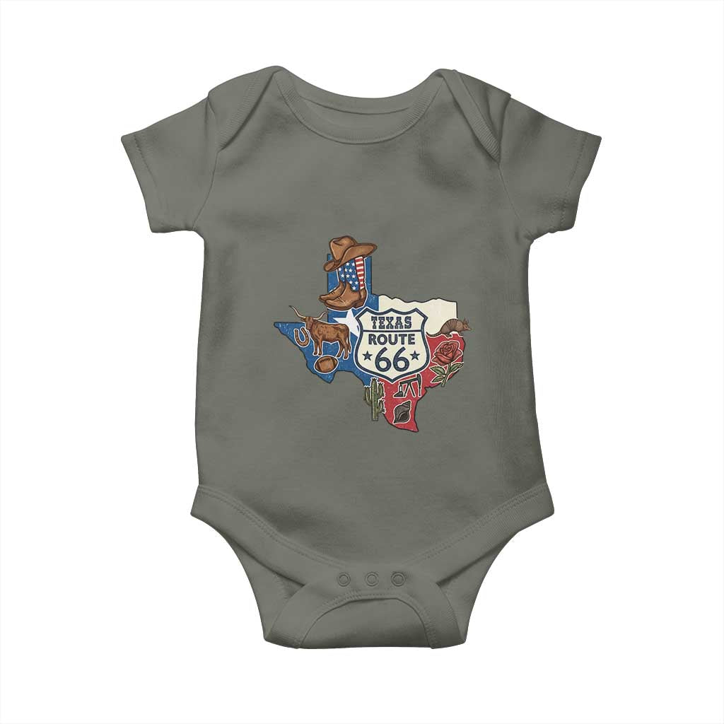 Texas Route Highway 66 Adventure Baby Onesie Desert Road Trip Graphic TS12 Military Green Print Your Wear