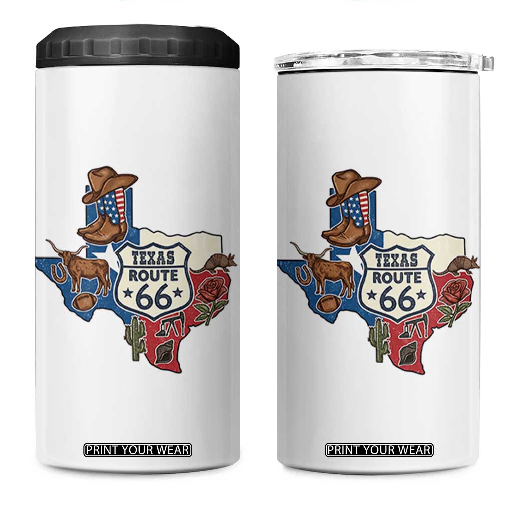 Texas Route Highway 66 Adventure 4 in 1 Can Cooler Tumbler Desert Road Trip Graphic TS12 One Size: 16 oz White Print Your Wear